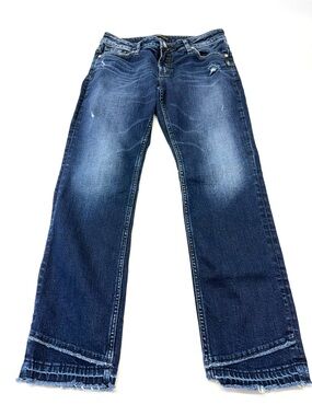 SILVER JEANS CO Suki Slim Tulip Hem Distressed Jeans Size 10